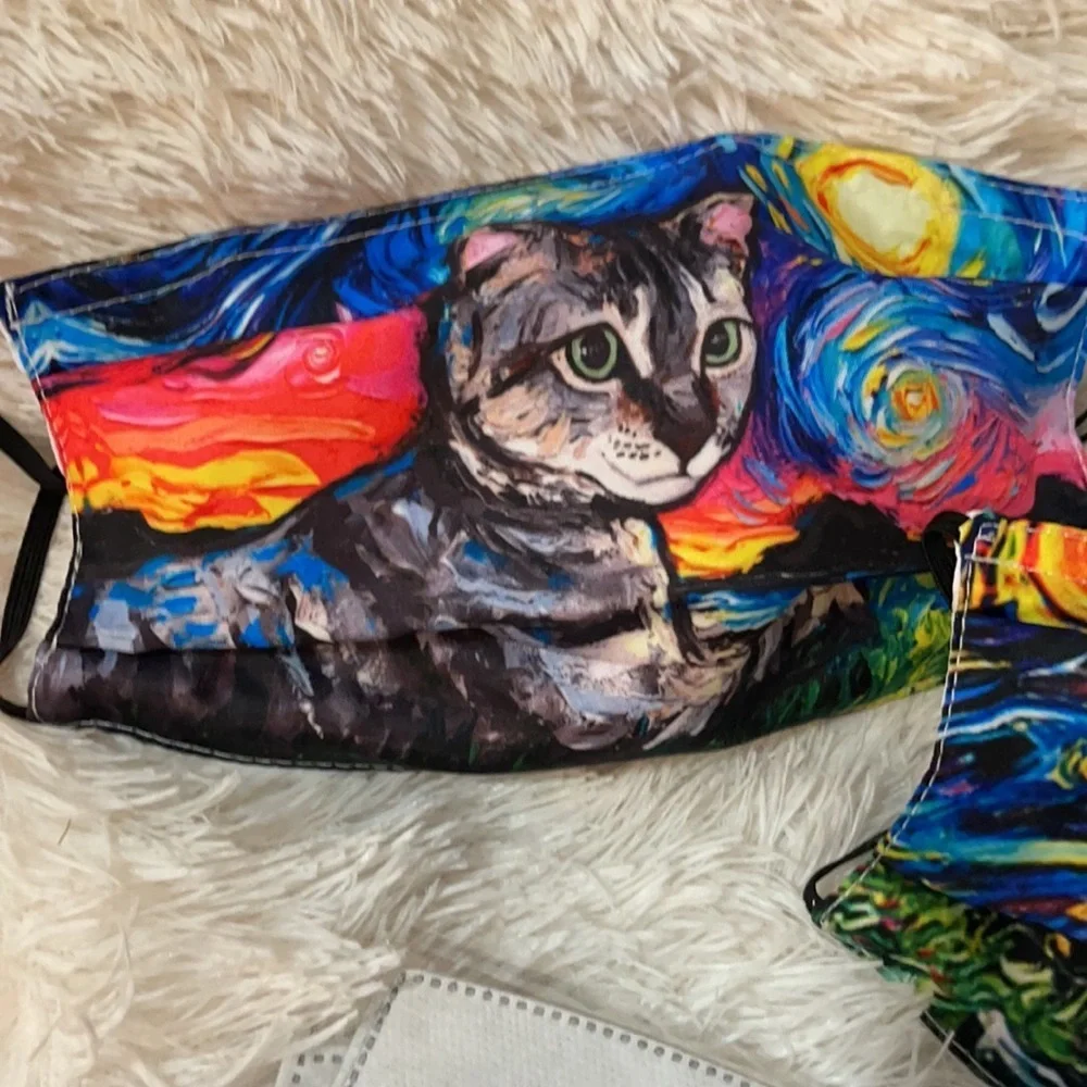 New set/3 Cat art face masks